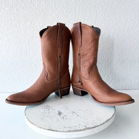Lane PLAIN JANE Midi Boots Womens Cowboy 8 Western Terracotta Leather Short Boot - Picture 7 of 11